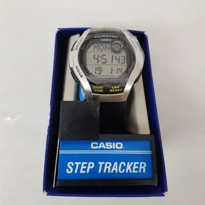 Pre-owned Casio Ws1000h1a2kc 60 Lap Memory 10m Water Resistance Watch Black/silver