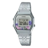 Casio Youth Vintage Digital Watch 'silver Floral' In Metallic