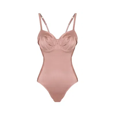 Caskade London Women's Pink Artemis Structured Silk Satin Bodysuit