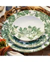 CASKATA ARBOR GREEN RIMMED DINNER PLATES, SET OF 4