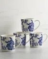 Caskata Arcadia Mug 14 Oz, Set Of 4 In Blue On White