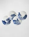 Caskata Bunnies Canape Plates, Set Of 4 In Blue