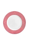 Caskata Newport Crimson Stripe Rimmed Dinner Plate In Red