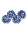 Caskata Peony Canape Plate, Set Of 4 In Blue On White
