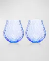 Caskata Phoebe Stemless Wine Glasses, Set Of 2 In Blue
