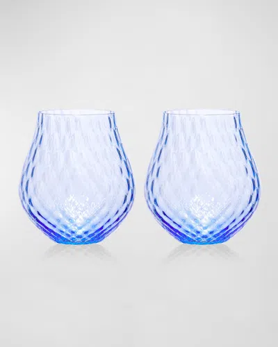 Caskata Phoebe Stemless Wine Glasses, Set Of 2 In Blue