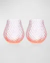 Caskata Phoebe Stemless Wine Glasses, Set Of 2 In Pink