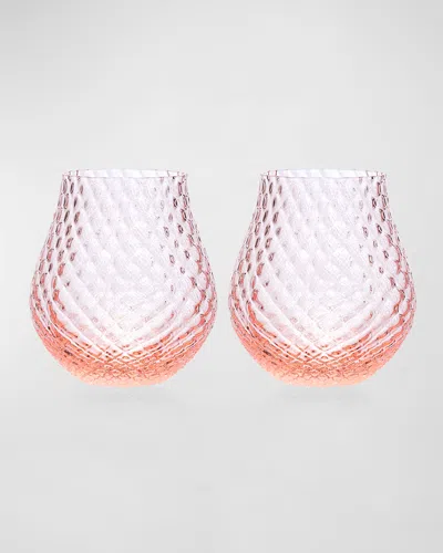 Caskata Phoebe Stemless Wine Glasses, Set Of 2 In Pink