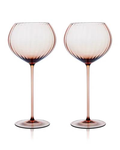 Caskata Quinn Red Wine Glasses, Set Of 2 In Brown