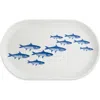 Caskata School Of Fish Large Coupe Oval Platter In Blue