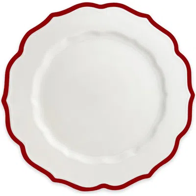 Caskata Stella Crimson Scalloped Dinner Plate In Red