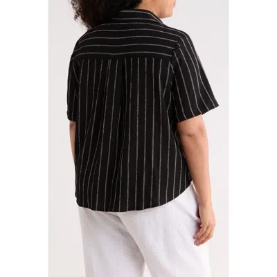 Caslon ® Twist Front Textured Stripe Knit Shirt