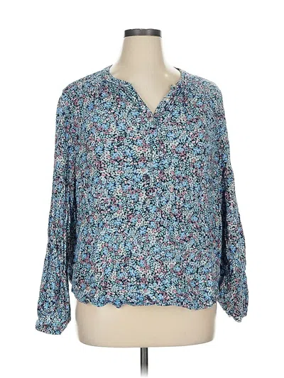 Pre-owned Caslon 3/4 Sleeve Blouse In Blue