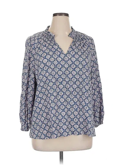 Pre-owned Caslon 3/4 Sleeve Blouse In Blue