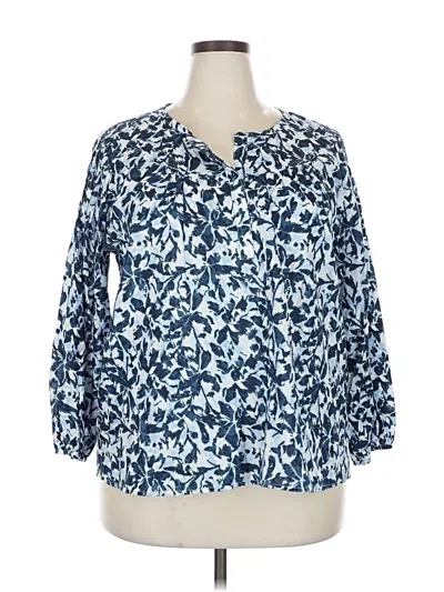 Pre-owned Caslon 3/4 Sleeve Blouse In Blue