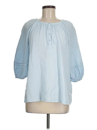 Pre-owned Caslon 3/4 Sleeve Blouse In Blue