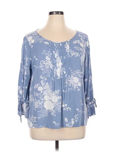 Pre-owned Caslon 3/4 Sleeve Blouse In Blue