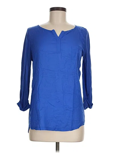 Pre-owned Caslon 3/4 Sleeve Blouse In Blue