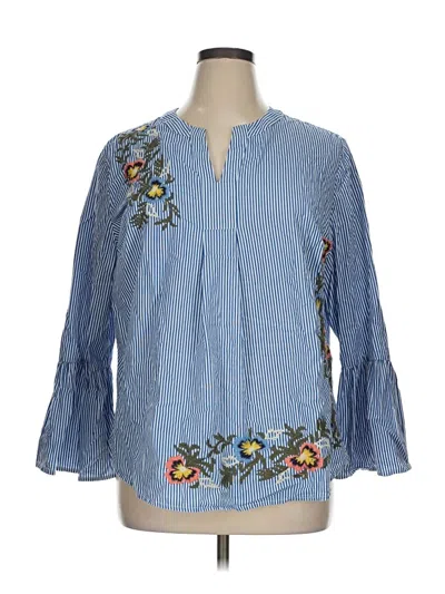 Pre-owned Caslon 3/4 Sleeve Blouse In Blue