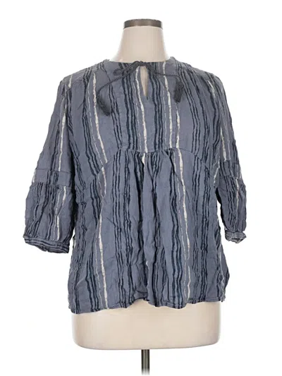 Pre-owned Caslon 3/4 Sleeve Blouse In Blue