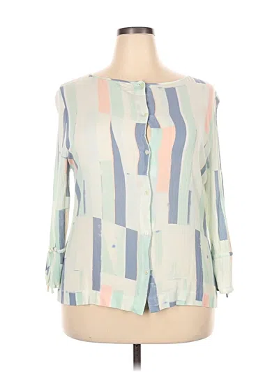 Pre-owned Caslon 3/4 Sleeve Blouse In Blue