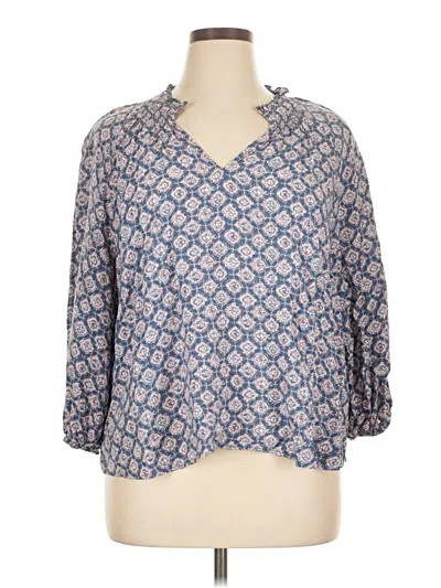 Pre-owned Caslon 3/4 Sleeve Blouse In Blue
