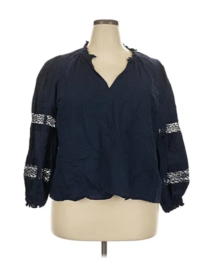Pre-owned Caslon 3/4 Sleeve Blouse In Blue
