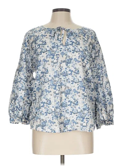 Pre-owned Caslon 3/4 Sleeve Blouse In Blue