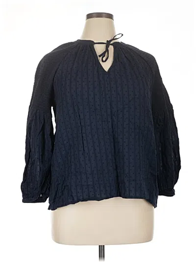 Pre-owned Caslon 3/4 Sleeve Blouse In Blue