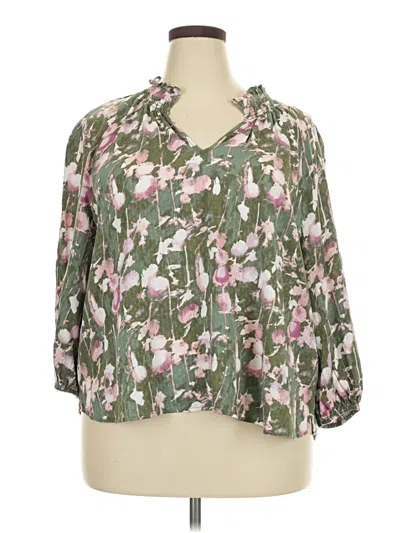 Pre-owned Caslon 3/4 Sleeve Blouse In Green
