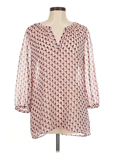 Pre-owned Caslon 3/4 Sleeve Blouse In Pink