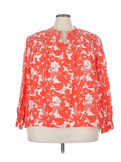 Pre-owned Caslon 3/4 Sleeve Blouse In Red