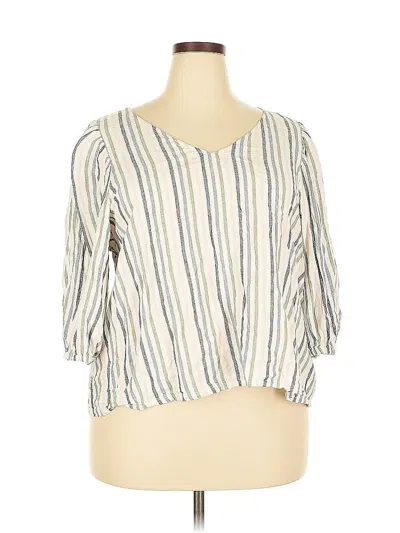 Pre-owned Caslon 3/4 Sleeve Blouse In White