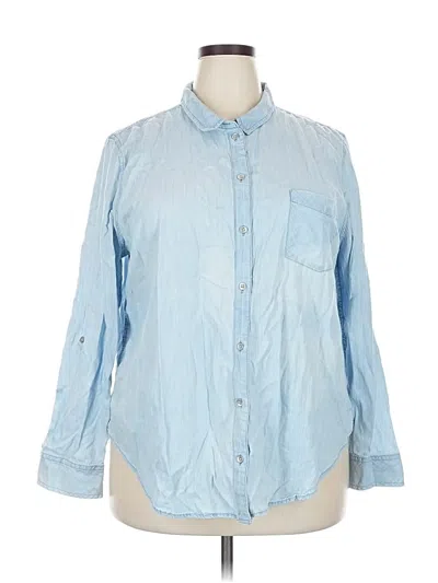 Pre-owned Caslon 3/4 Sleeve Button Down Shirt In Blue