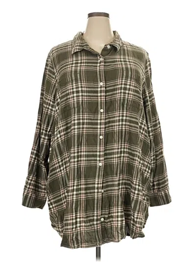 Pre-owned Caslon 3/4 Sleeve Button Down Shirt In Green