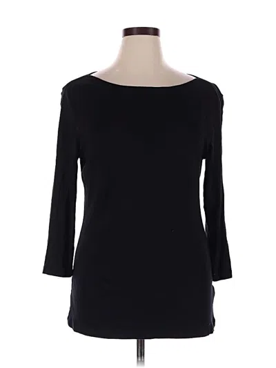 Pre-owned Caslon 3/4 Sleeve Top Black Boatneck Tops