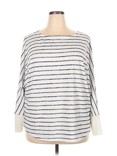 Pre-owned Caslon 3/4 Sleeve Top Gray Boatneck Tops