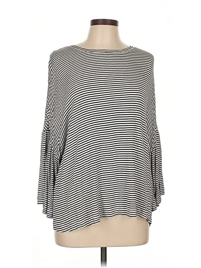 Pre-owned Caslon 3/4 Sleeve Top Gray Boatneck Tops