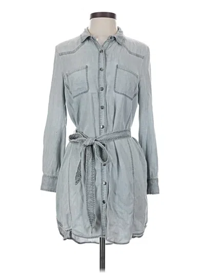 Pre-owned Caslon 3/4 Sleeve Top Gray Tie Neck Tops