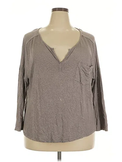 Pre-owned Caslon 3/4 Sleeve Top Gray V-neck Tops
