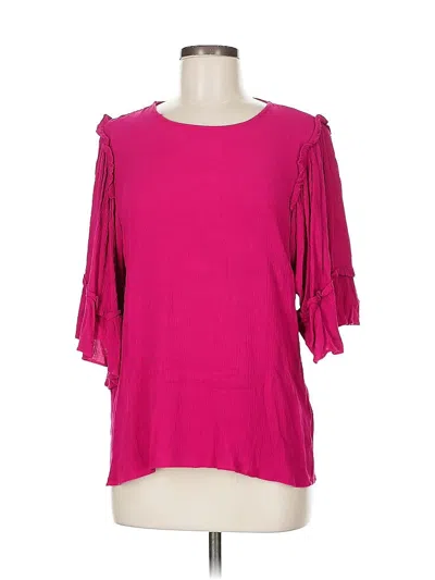 Pre-owned Caslon 3/4 Sleeve Top Pink Cold Shoulder Neckline Tops