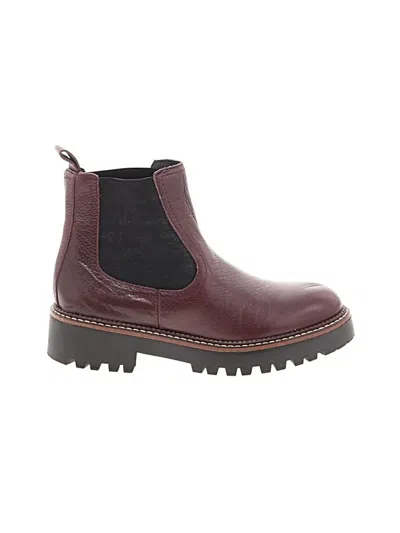 Pre-owned Caslon Ankle Boots In Burgundy
