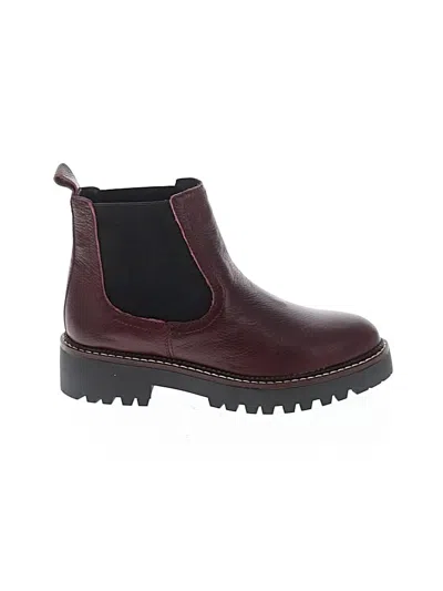 Pre-owned Caslon Ankle Boots In Burgundy