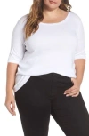 Caslon ® Ballet Neck Cotton & Modal Knit Elbow Sleeve Tee