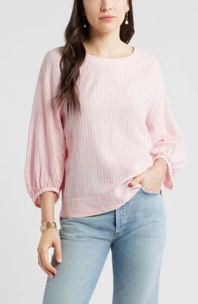 Caslon ® Balloon Sleeve Linen Blend Top In Pink