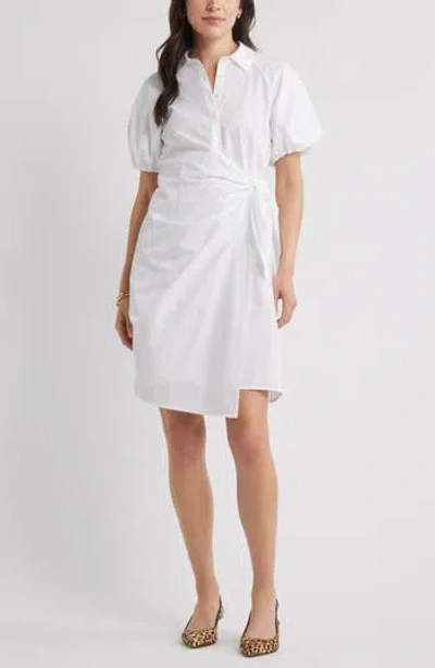 Caslon ® Balloon Sleeve Shirtdress In White