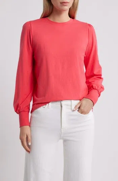Caslon ® Blouson Sleeve Cotton Blend Top In Red