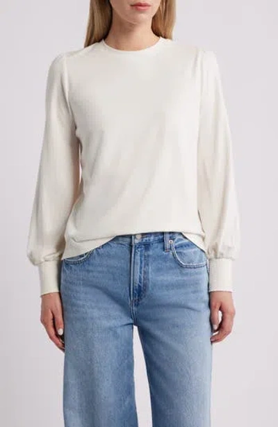 Caslon ® Blouson Sleeve Cotton Blend Top In White