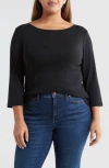Caslon ® Boat Neck Long Sleeve Tee In Black