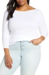 Caslon ® Boat Neck Long Sleeve Tee In White